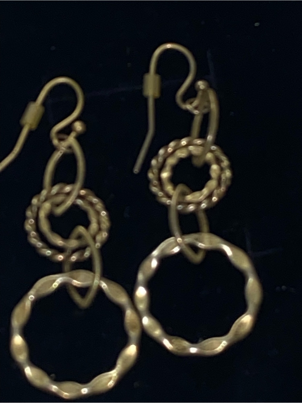 Gianni Versace brass Gold Double Hoop Drop Earrings -vintage